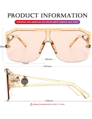 Gafas de sol cuadradas AIEYEZO con lente plana 72mm