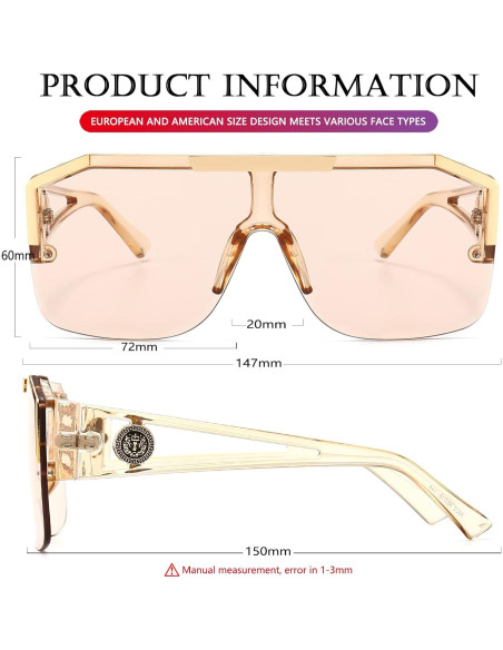 Gafas de sol cuadradas AIEYEZO con lente plana 72mm