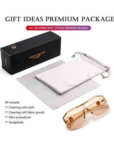 Gafas de sol cuadradas AIEYEZO con lente plana 72mm