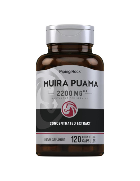 Extracto de Raíz de Muira Puama Piping Rock 2200 mg 120 Cápsulas
