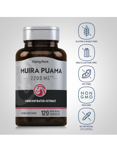 Extracto de Raíz de Muira Puama Piping Rock 2200 mg 120 Cápsulas