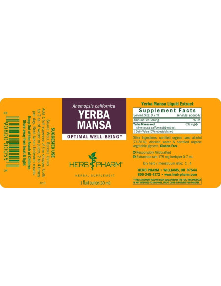 Extracto de Raíz de Yerba Mansa Herb Pharm 30 ml