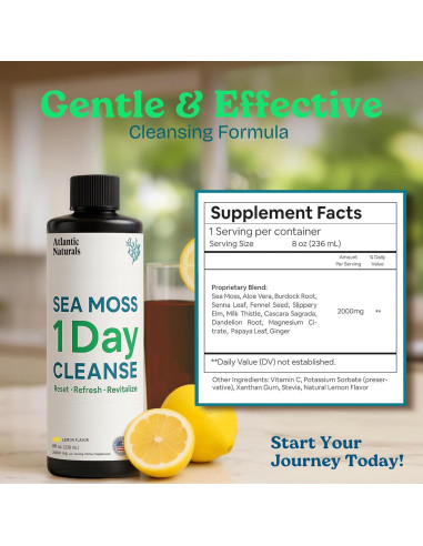 Limpieza Detox 1 Día Atlantic Naturals - Jugo Musgo Marino 236.6 ml