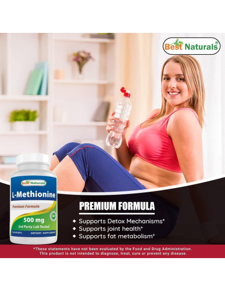 L-Metionina 500 mg Mejores Naturales 120 Cápsulas Vegetales
