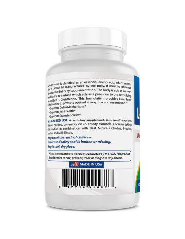 L-Metionina 500 mg Mejores Naturales 120 Cápsulas Vegetales