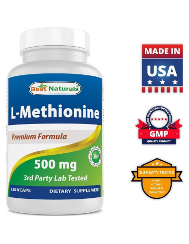 L-Metionina 500 mg Mejores Naturales 120 Cápsulas Vegetales