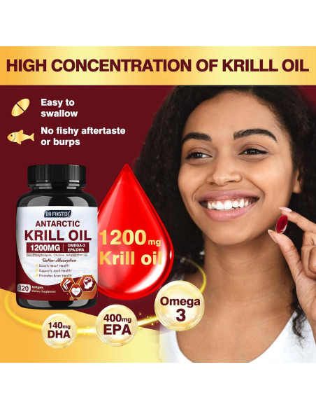 Aceite de Krill 1200mg DRFOSTER - Omega 3 EPA DHA 120 Cápsulas