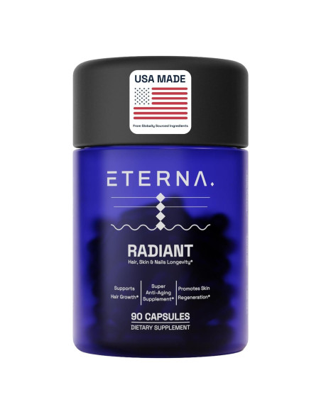 Suplemento ETERNA RADIANT para Crecimiento Cabello 10 en 1 - Biotina, Colágeno, Queratina