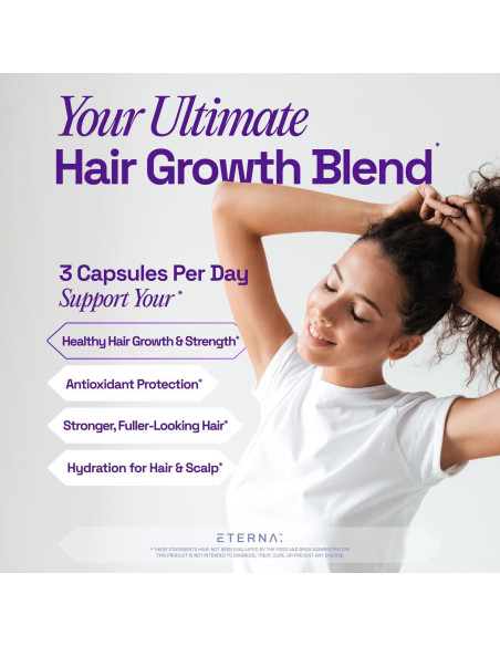 Suplemento ETERNA RADIANT para Crecimiento Cabello 10 en 1 - Biotina, Colágeno, Queratina