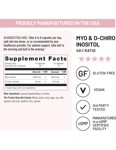 Suplemento de Myo-Inositol y D-Chiro Inositol NatureWise 2000mg