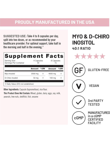 Suplemento de Myo-Inositol y D-Chiro Inositol NatureWise 2000mg