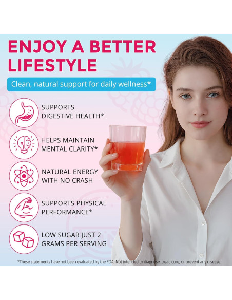 Super Yerba Mate Instantáneo QwsYaay 30 Porciones Sabor Frambuesa-Limón