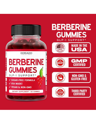 Gomitas de Berberina Sin Azúcar Dorado Nutrition 60 Unidades