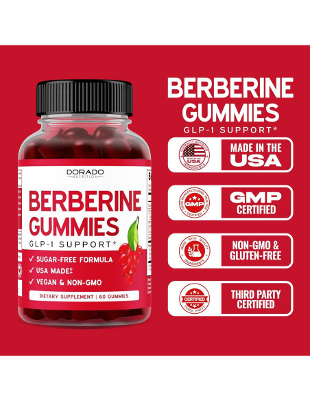 Gomitas de Berberina Sin Azúcar Dorado Nutrition 60 Unidades