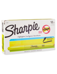 Marcadores de Resaltador Sharpie Amarillo Fluorescente, Punta Cincel, Caja de 12