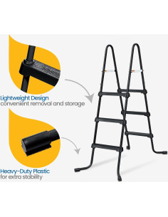 Escalera de piscina Funsicle de 3 peldaños, acero negro 2