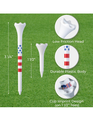 Paquete de 50 Tees de Golf Plástico NorthPointe 3.25" y 1.5"