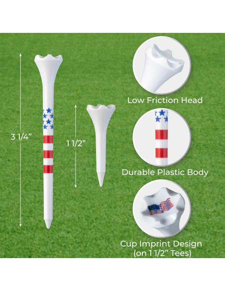 Paquete de 50 Tees de Golf Plástico NorthPointe 3.25" y 1.5"