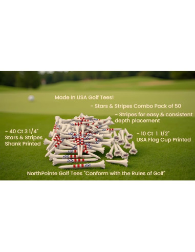 Paquete de 50 Tees de Golf Plástico NorthPointe 3.25" y 1.5"
