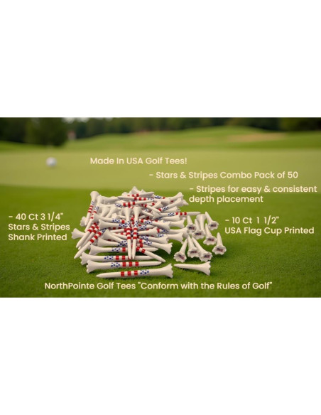 Paquete de 50 Tees de Golf Plástico NorthPointe 3.25" y 1.5"