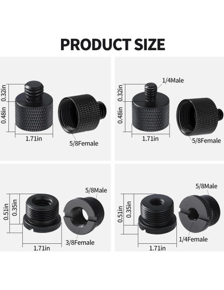 Juego de Adaptadores de Rosca de Micrófono Lyforx 8 Piezas