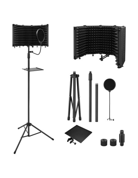 Escudo de Aislamiento de Micrófono Moukey MPFBK5 con Soporte