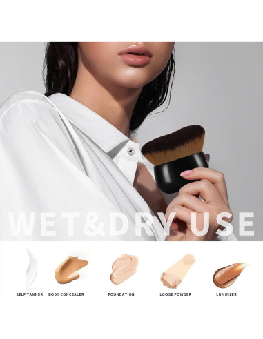 Brocha Kabuki Extra Grande HEYOTECK 75mm Oro Rosa