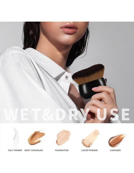 Brocha Kabuki Extra Grande HEYOTECK 75mm Oro Rosa