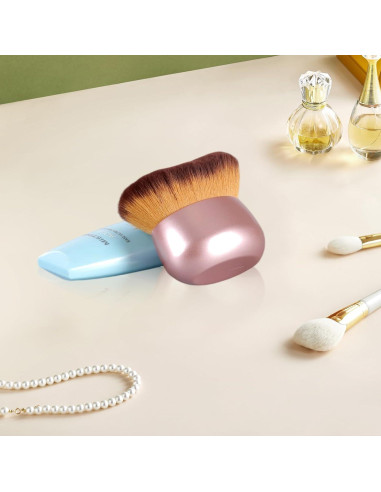 Brocha Kabuki Extra Grande HEYOTECK 75mm Oro Rosa