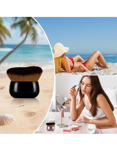 Brocha Kabuki Extra Grande HEYOTECK 75mm Oro Rosa