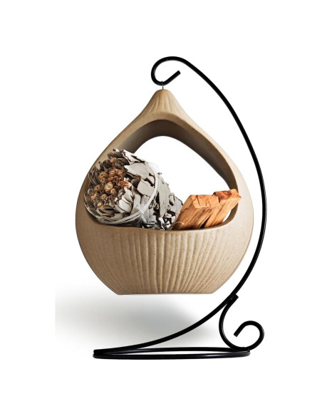 Soporte Colgante de Incienso Belsea - Cerámica y Hierro Redondo