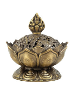 Quemador de Incienso de Loto Penitue Vintage Bronce 7.3cm