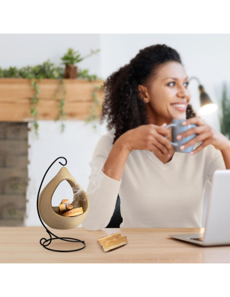 Soporte Colgante de Incienso Belsea - Cerámica y Hierro Redondo