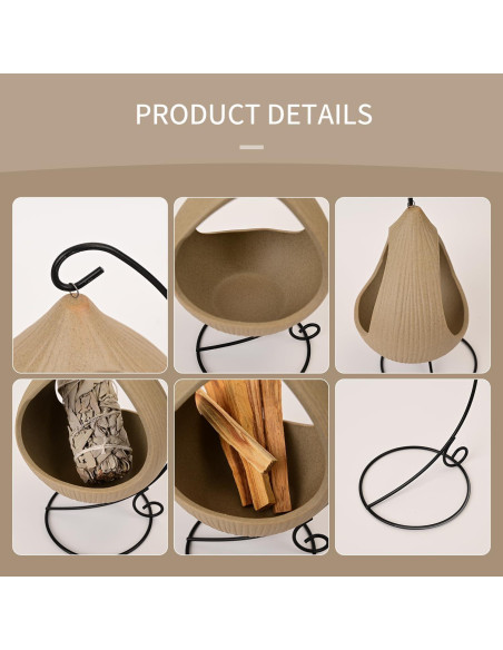 Soporte Colgante de Incienso Belsea - Cerámica y Hierro Redondo