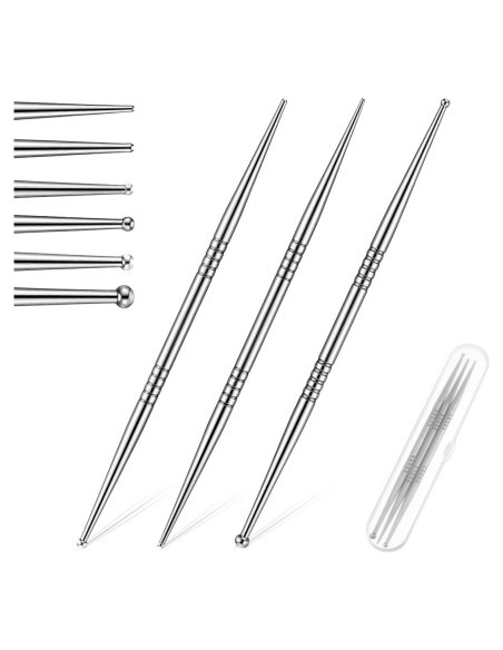 Set 3 Bolígrafos de Acupuntura YBEATY Doble Cabeza Acero Inoxidable