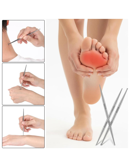 Set 3 Bolígrafos de Acupuntura YBEATY Doble Cabeza Acero Inoxidable