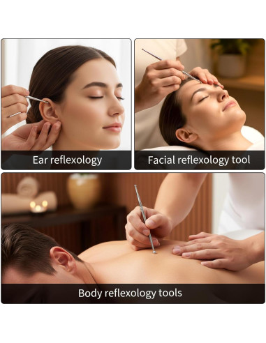 Set 3 Bolígrafos de Acupuntura YBEATY Doble Cabeza Acero Inoxidable