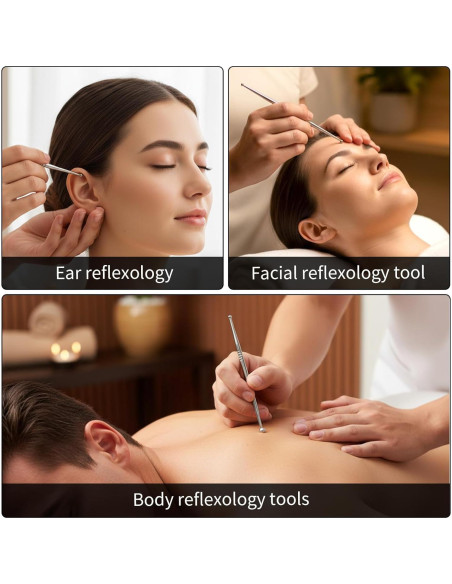 Set 3 Bolígrafos de Acupuntura YBEATY Doble Cabeza Acero Inoxidable