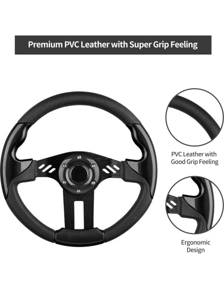 Volante de Carrito de Golf LEAPGOMAX 31.75 cm Negro Ergonómico