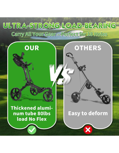 Carrito de Golf Tivor 3 Ruedas Plegable con Freno de Mano