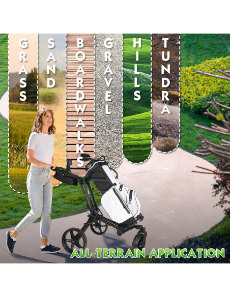 Carrito de Golf Tivor 3 Ruedas Plegable con Freno de Mano