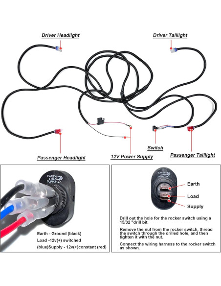 Kit de luces LED delanteras y traseras Lochnchn 12V para EZGO TXT