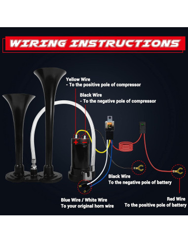 Bocina de Aire Doble CARFKA 12V 150DB con Compresor 120 PSI