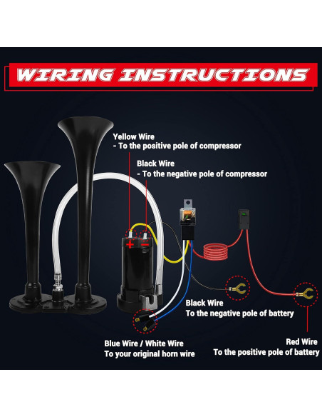 Bocina de Aire Doble CARFKA 12V 150DB con Compresor 120 PSI