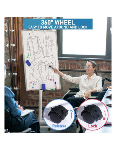 Pizarra Blanca Móvil Nicpro 91.44x60.96cm Ajustable con Ruedas 2