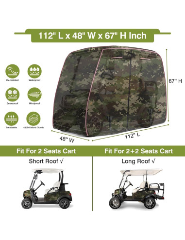 Cubierta de Carro de Golf iLSKW para 4 Pasajeros Impermeable