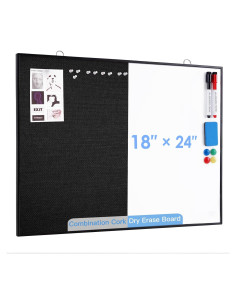 Tablero Corcho y Pizarra Blanca ARCOBIS 61x45.7 cm Doble Cara