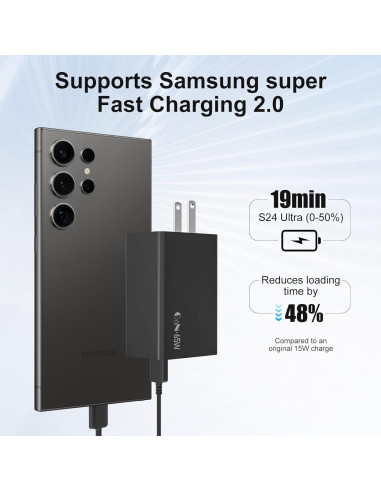 Cargador USB C Samsung 65W GaN 3 Puertos Rápido