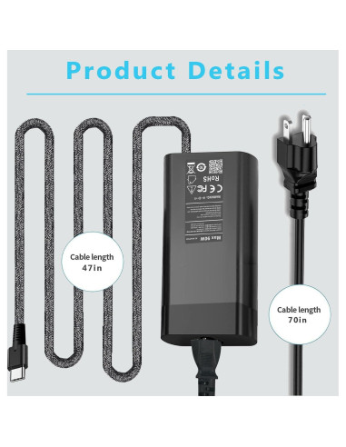 Cargador USB C 90W KUANTEN para Laptop Dell - Adaptador Rápido