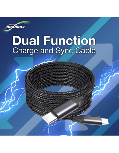 Cable USB-C BoxWave DirectSync PD 3.05m 100W Nylon Negro